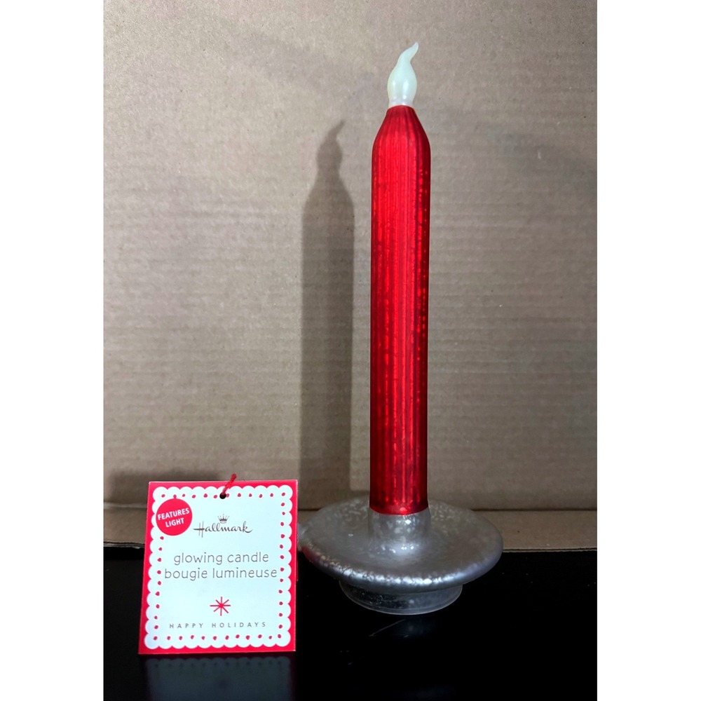 Hallmark Glowing Candle Red Fluted Taper LED Battery Operated Holiday 1XAG5221